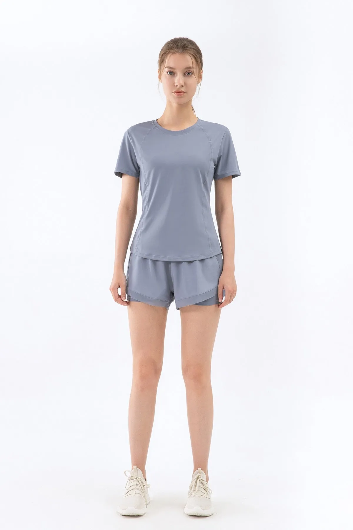 2 in 1 Running Shorts with Mesh Stitching