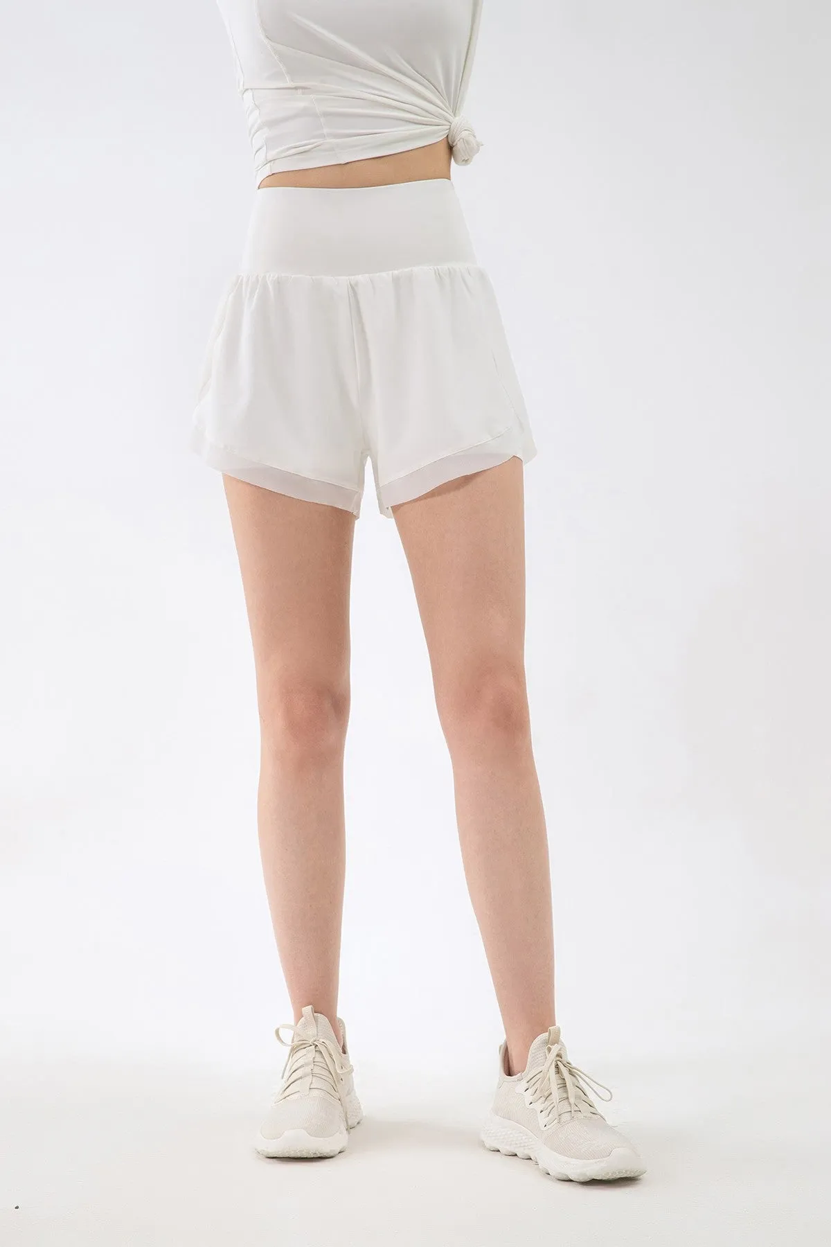 2 in 1 Running Shorts with Mesh Stitching