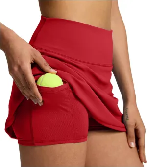 2024 Skorts for Woman Tennis Fitness Sports Double Layer Skirt Elastic High Waist Breathable Trendy Hiking Shorts Pockets