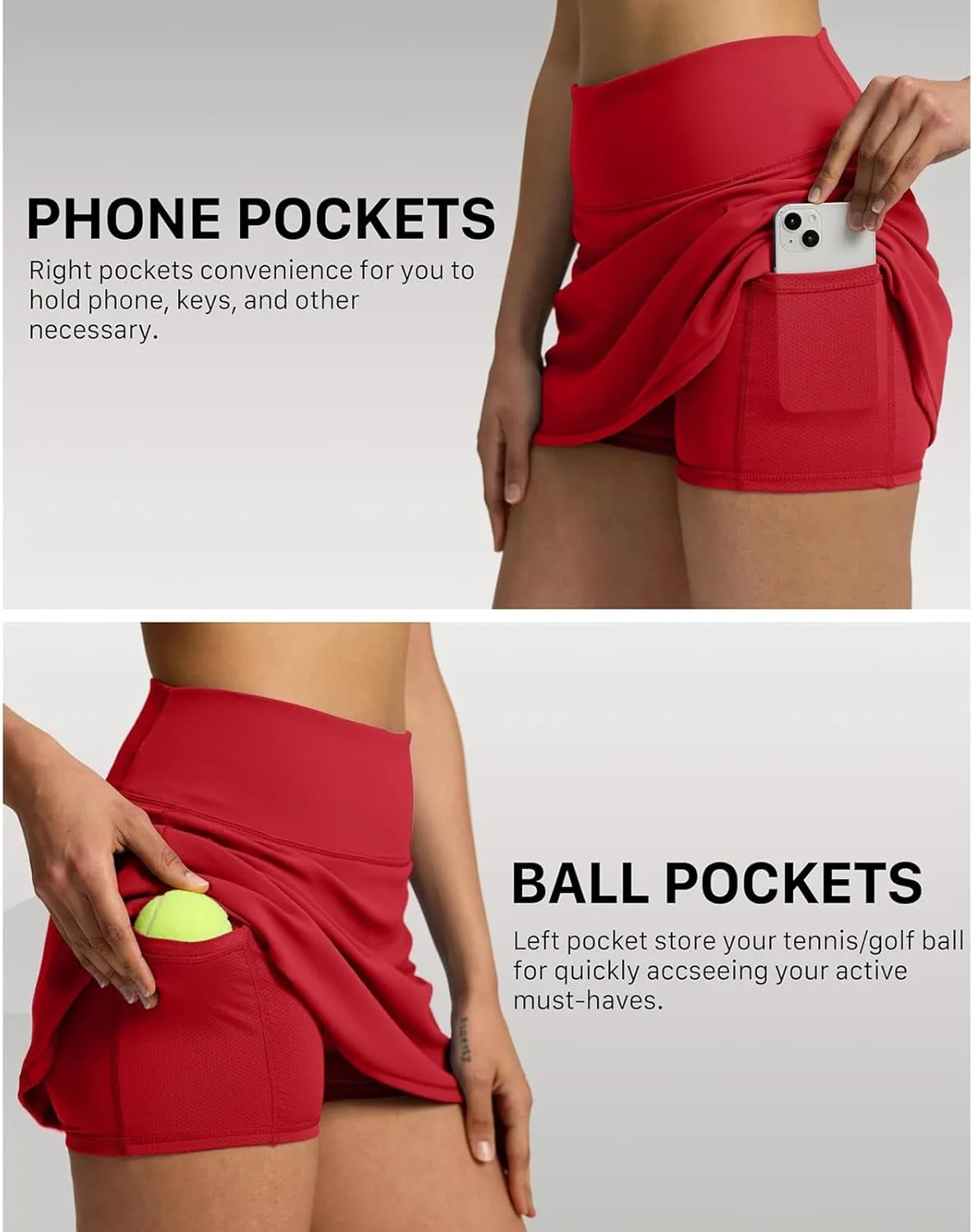 2024 Skorts for Woman Tennis Fitness Sports Double Layer Skirt Elastic High Waist Breathable Trendy Hiking Shorts Pockets