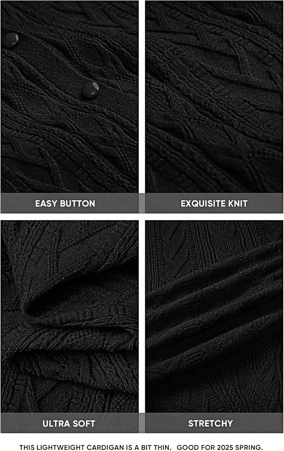Arach&Cloz Womens 2025 Cable Knit Cardigan Long Sleeve Button Down Casual Sweater Lightweight Crew Neck Soft Spring Top