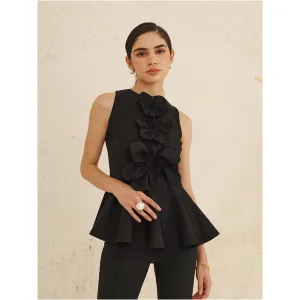 Ashico Florence Peplum Top - Black