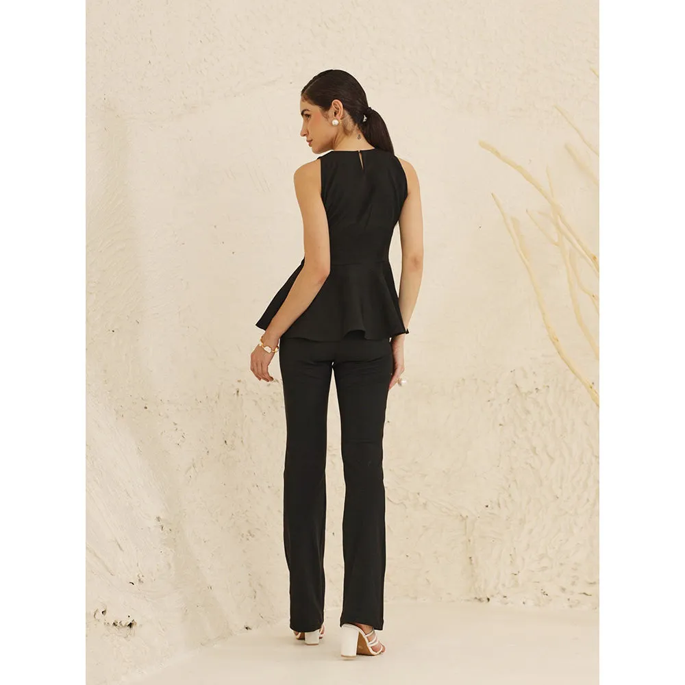 Ashico Florence Peplum Top - Black