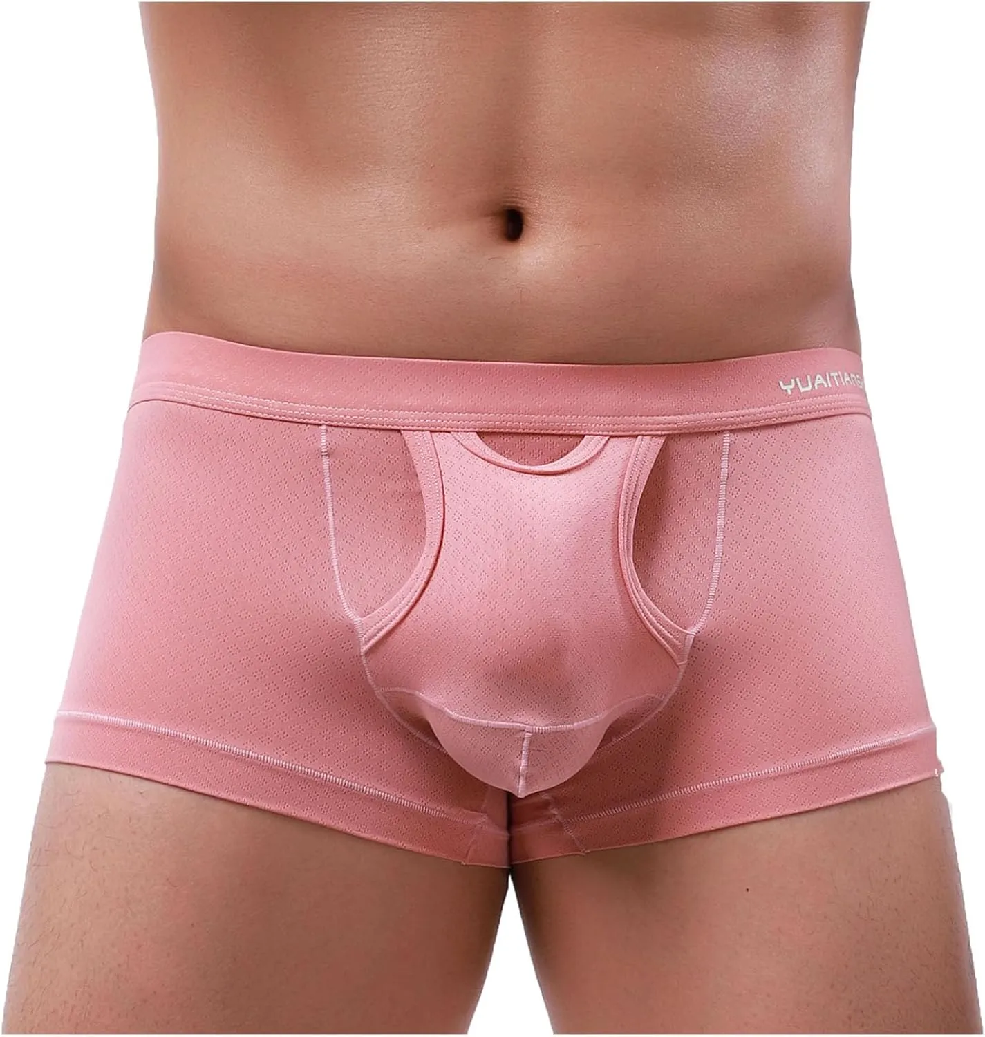 Boxer Briefs for Mens Short Leg Open Fly Underwear Soft Breathable Underpant Stretch Panties Sexy Low Rise Trunks