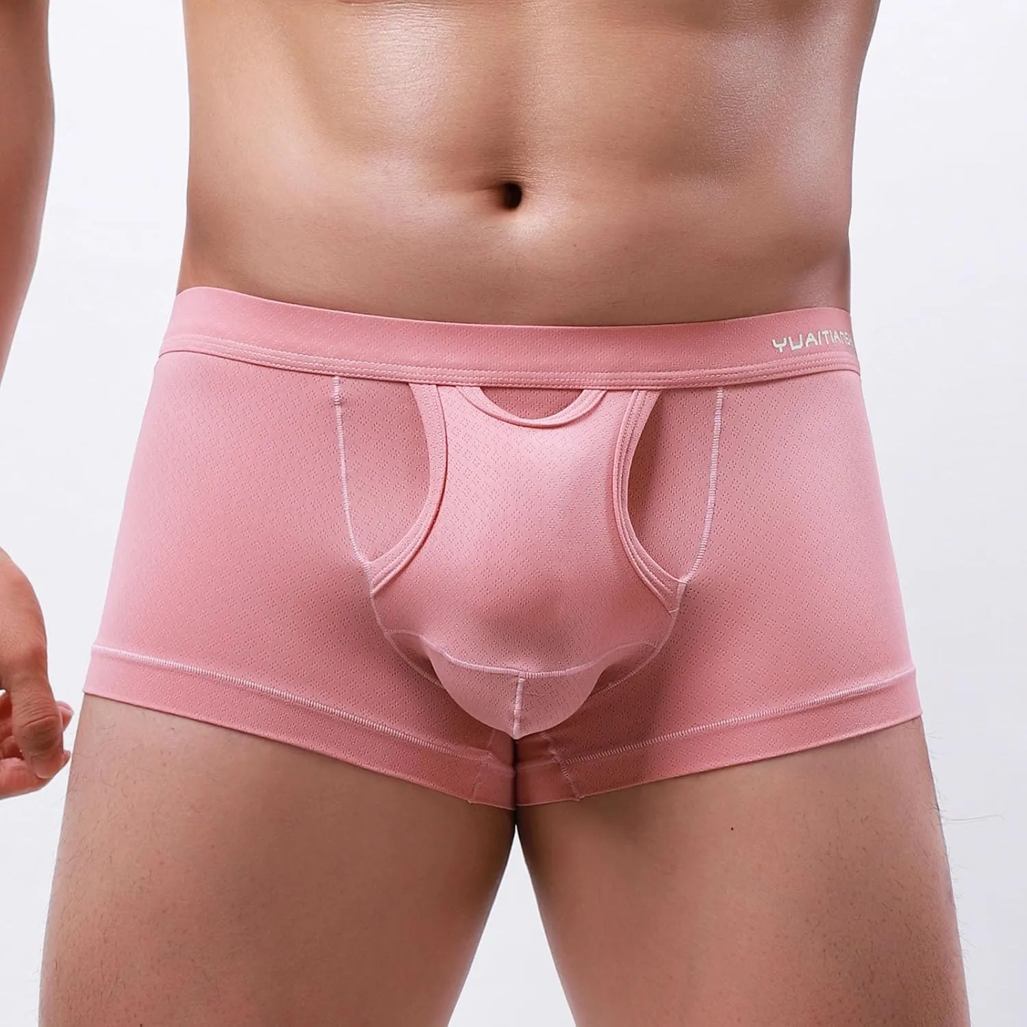 Boxer Briefs for Mens Short Leg Open Fly Underwear Soft Breathable Underpant Stretch Panties Sexy Low Rise Trunks