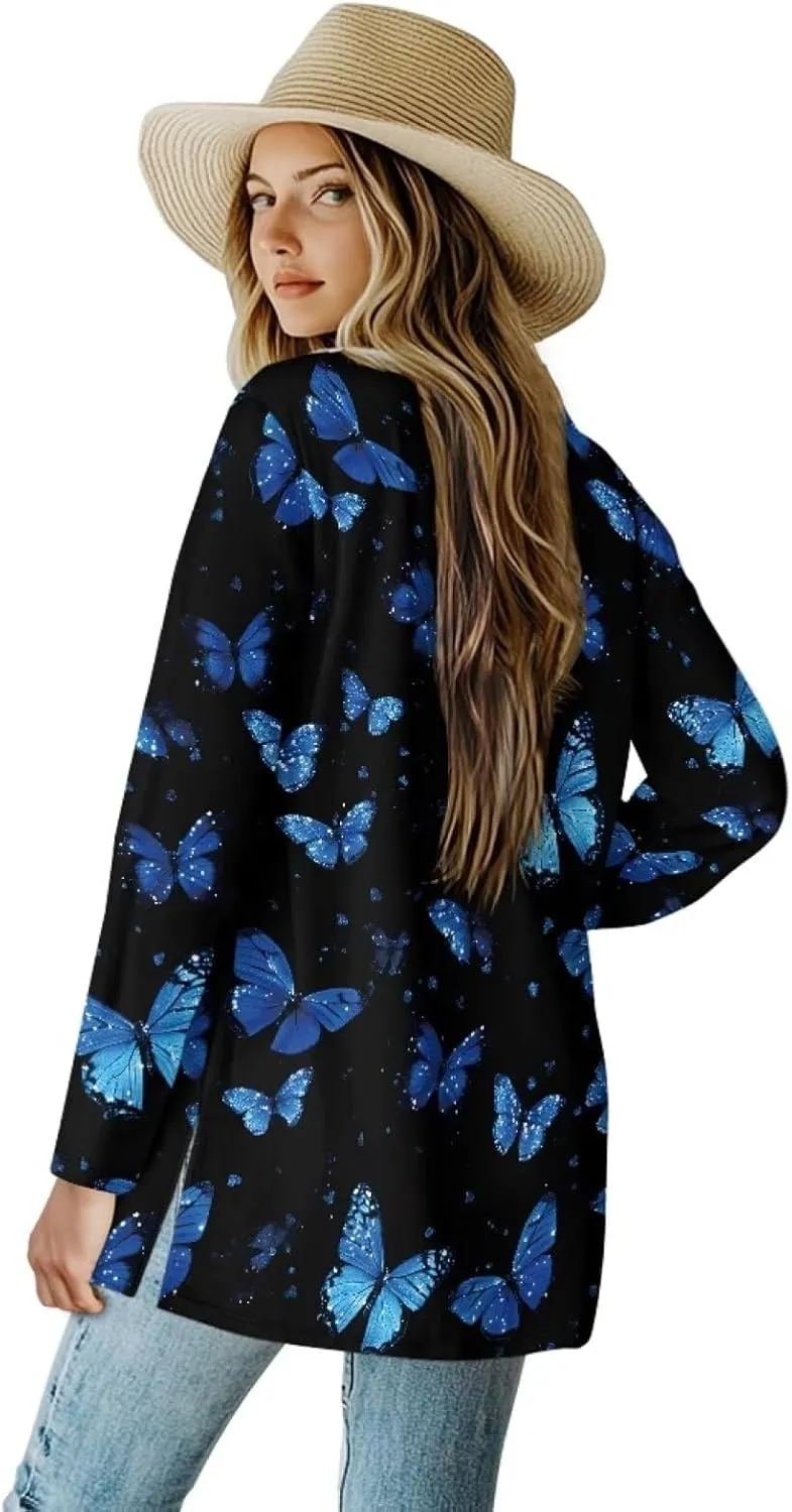 Cardigan Sweaters for Women Long Sleeve Cardigan Soft Drape Open Front Fall Dusters V-Neck Jackets Dressy Loose Coat