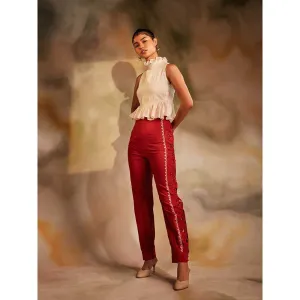 CHANDRIMA Ivory Smocked Peplum Top