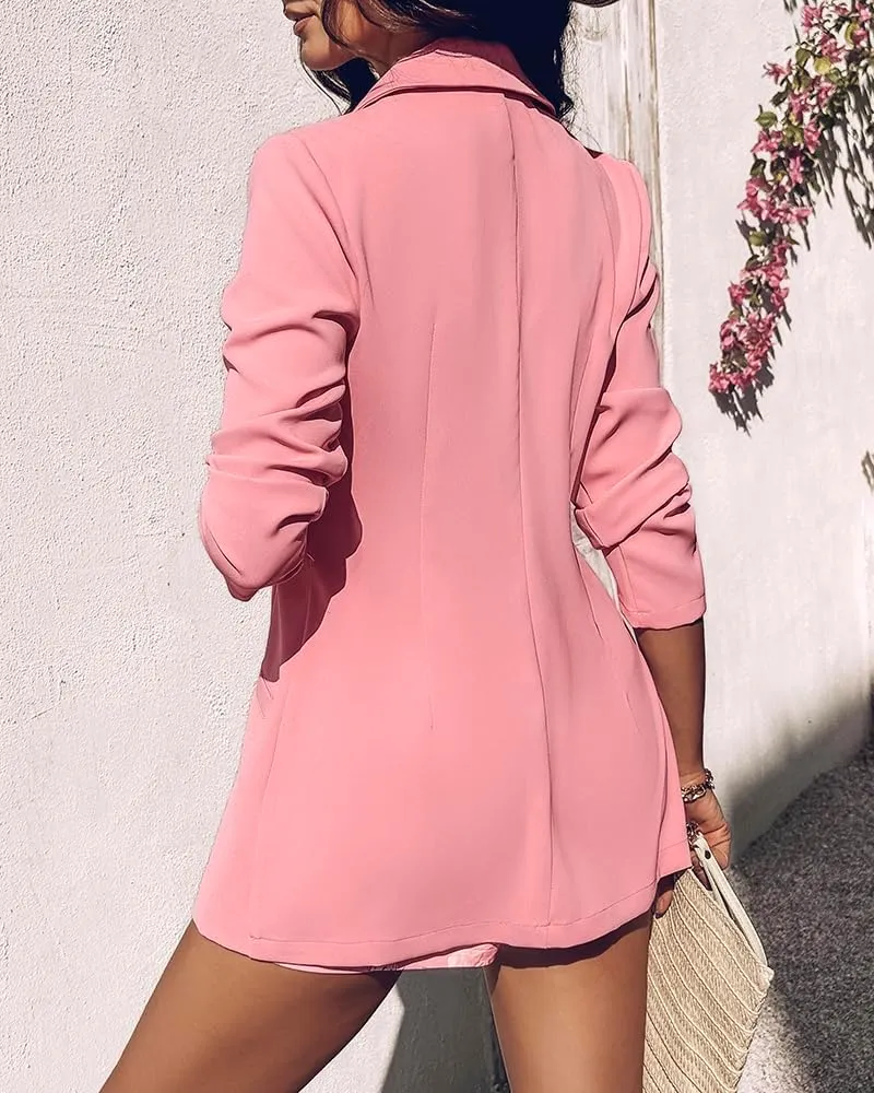 ChicMe Womens 2 Piece Blazer Set Open Front Blazer Coat with Floral Print Shorts Summer Suits Set 2025