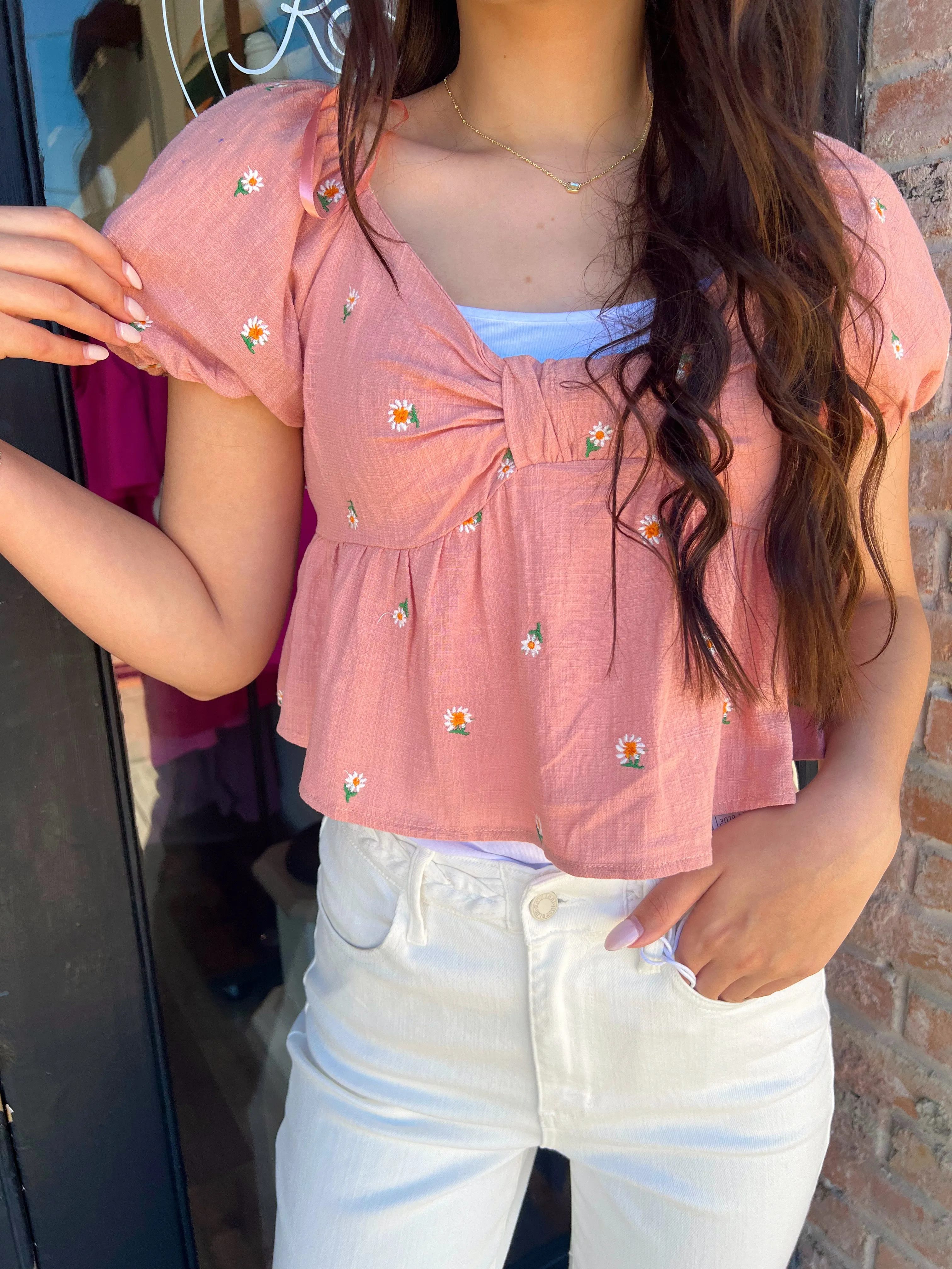 Clara Blush Floral Blouse