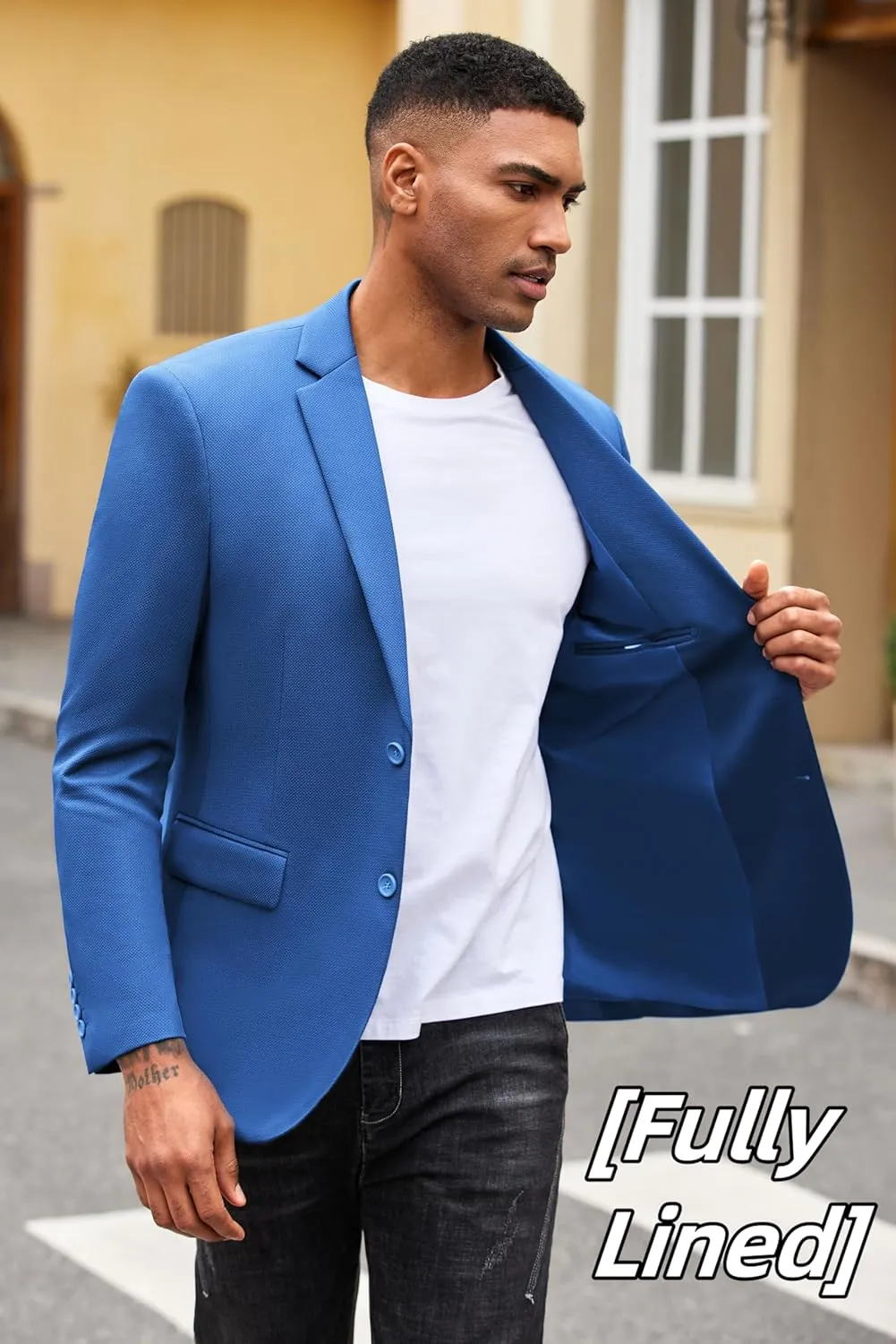COOFANDY Mens Casual Blazer Slim Fit Suit Jacket Lightweight Knit Sport Coat Two Button Blazer Jacket