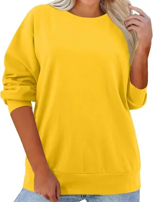 Crewneck Sweatshirts Women Comfy Pullover Crew Neck Sweatshirt Trendy Fleece Fall Sweaters Outfits 2024