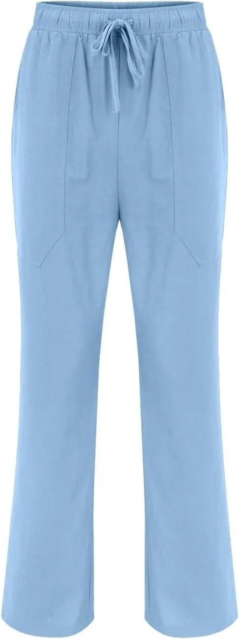 CRNTCEM Men's Straight Leg Linen Pants Breathable Outdoor Travel Beach Yoga Pants Going Out Casual Athletic Workout Sweatpant