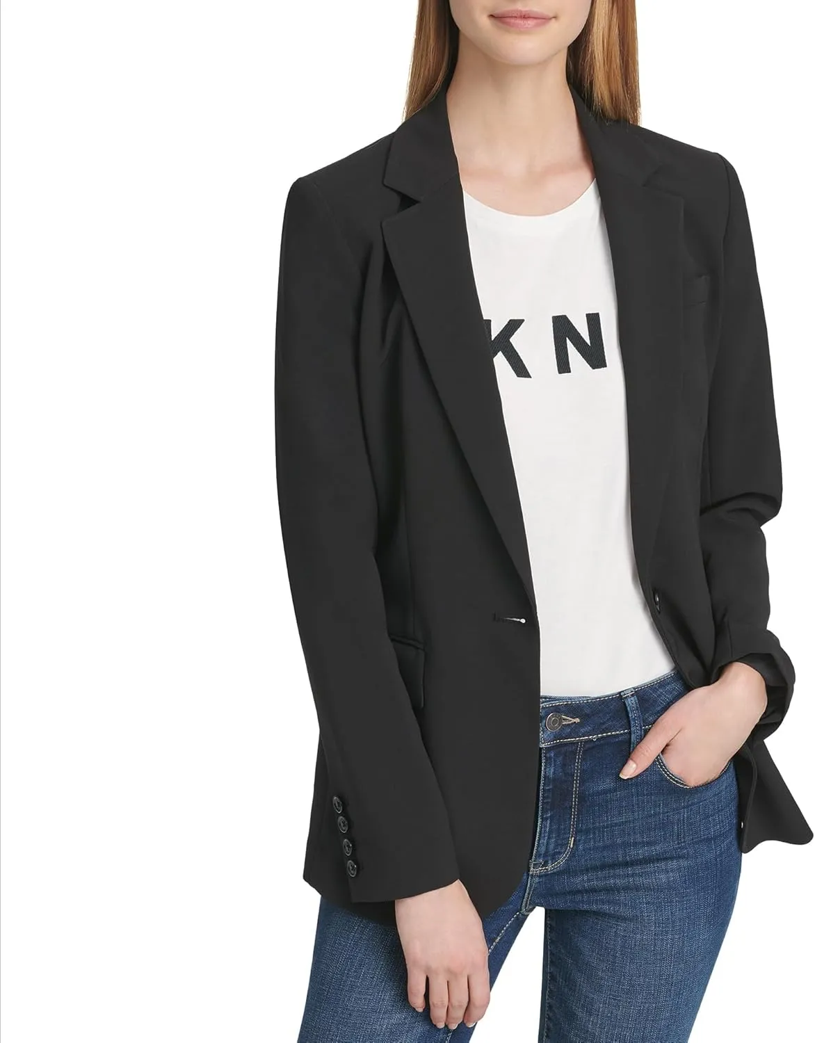 DKNY Women's Missy Foundation Long Sleeve Jacket