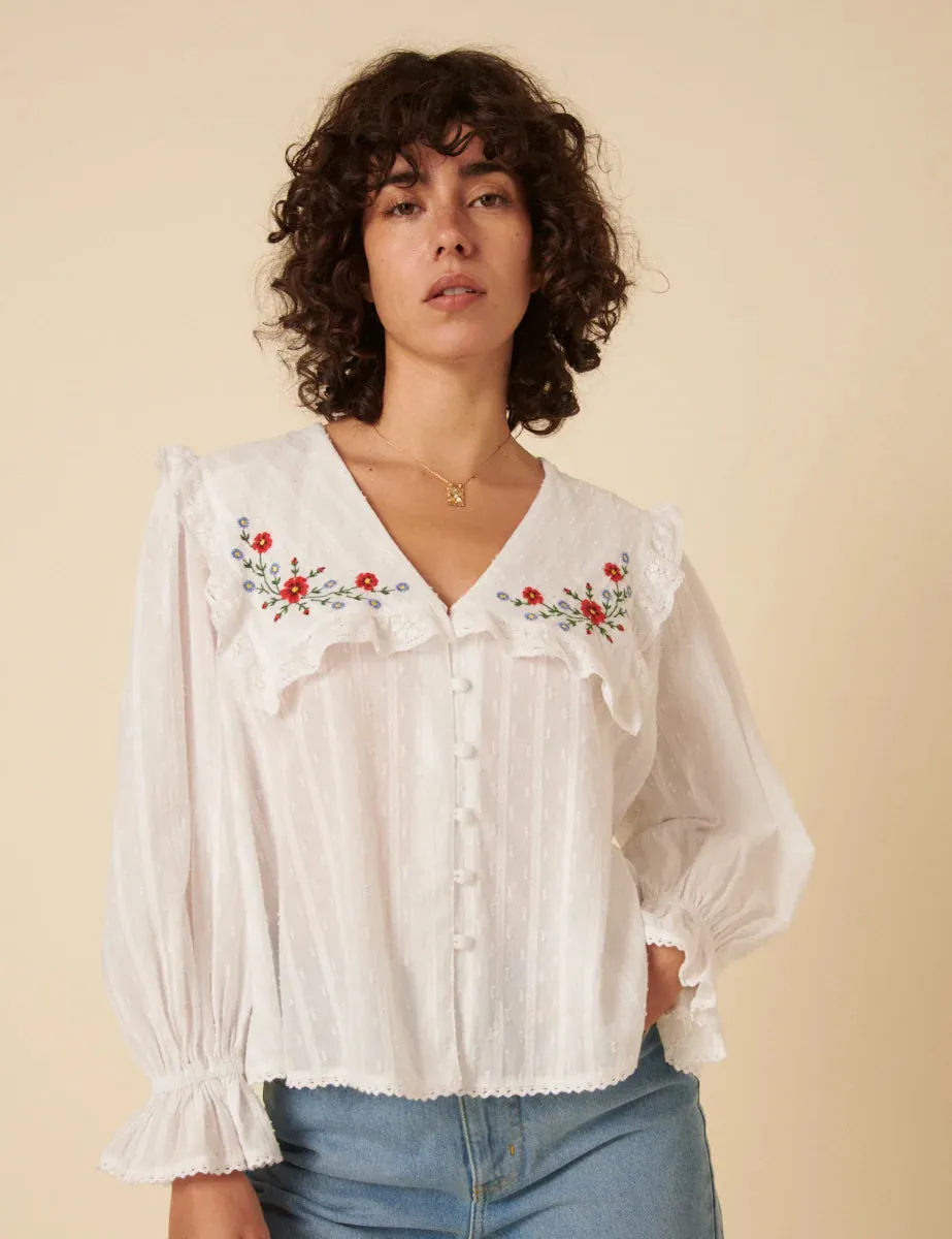 Eloise White Floral Embroidered Blouse
