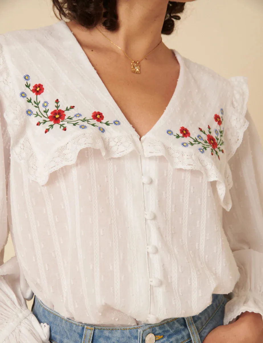 Eloise White Floral Embroidered Blouse
