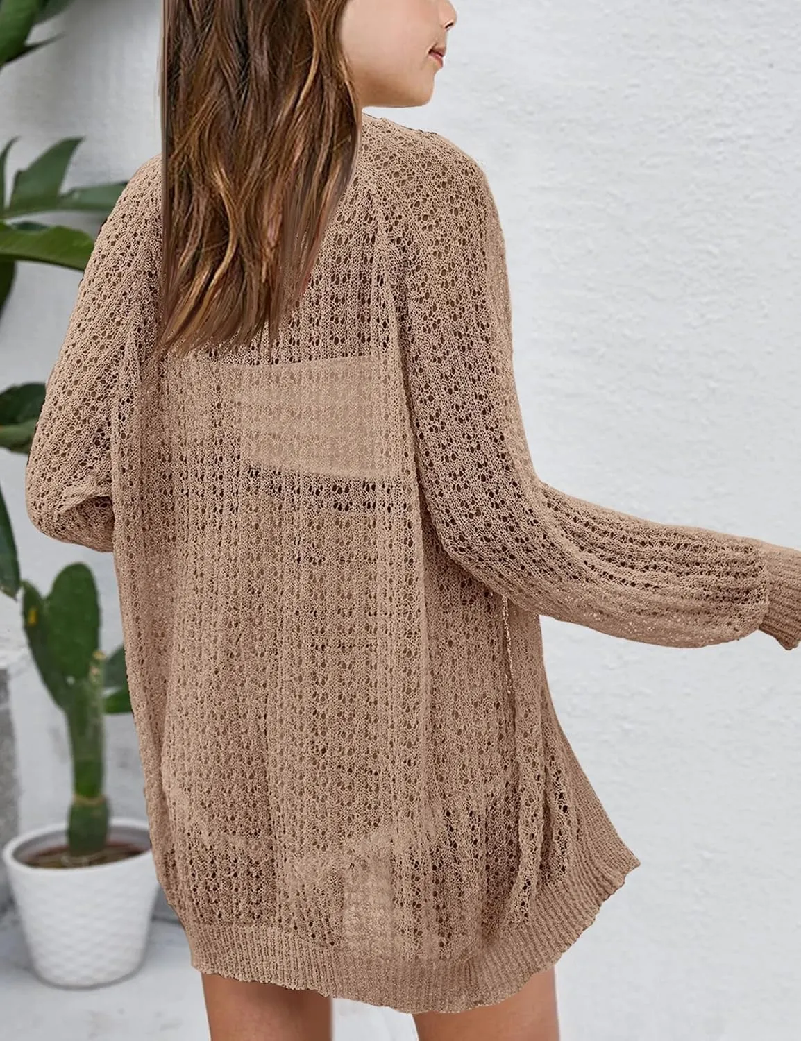 Girl's Lightweight Cardigan Summer Crochet Long Sleeve Soft Boho Cardigans Beach Cover UP