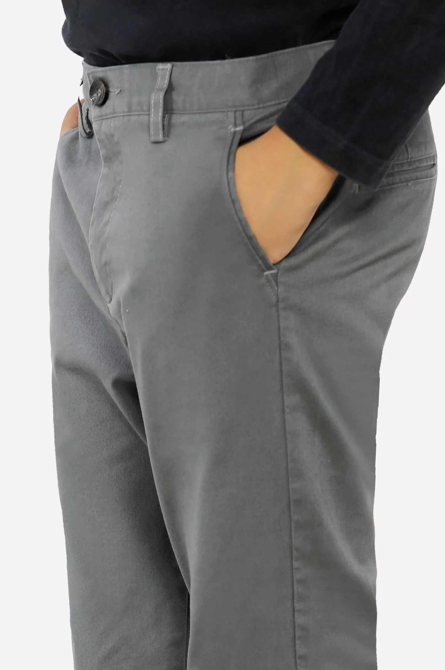 Grey Cotton Chinos For Boys