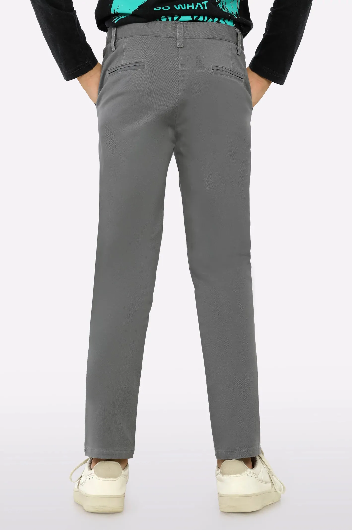 Grey Cotton Chinos For Boys