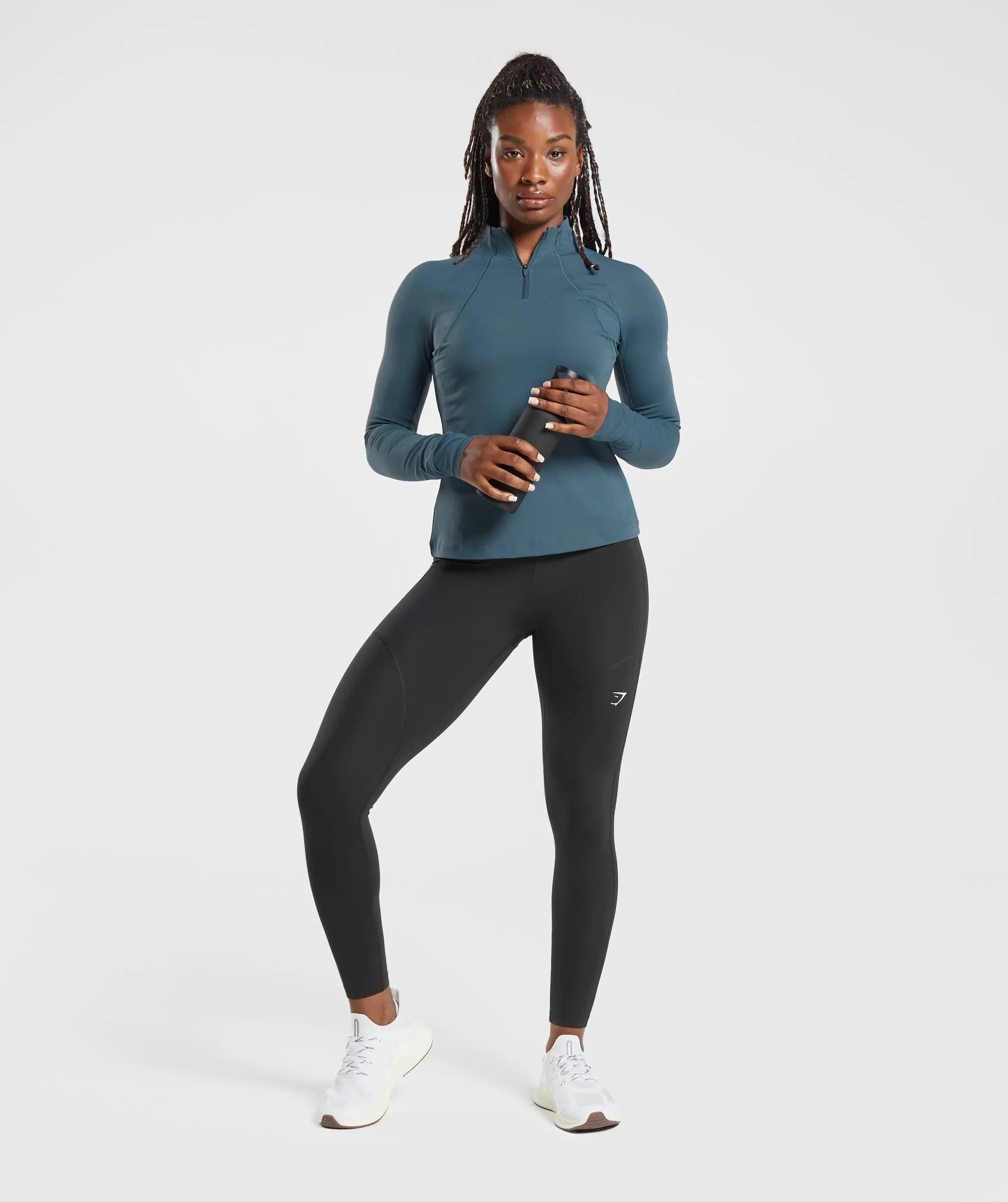 Gymshark Running 1/4 Zip - Smokey Teal