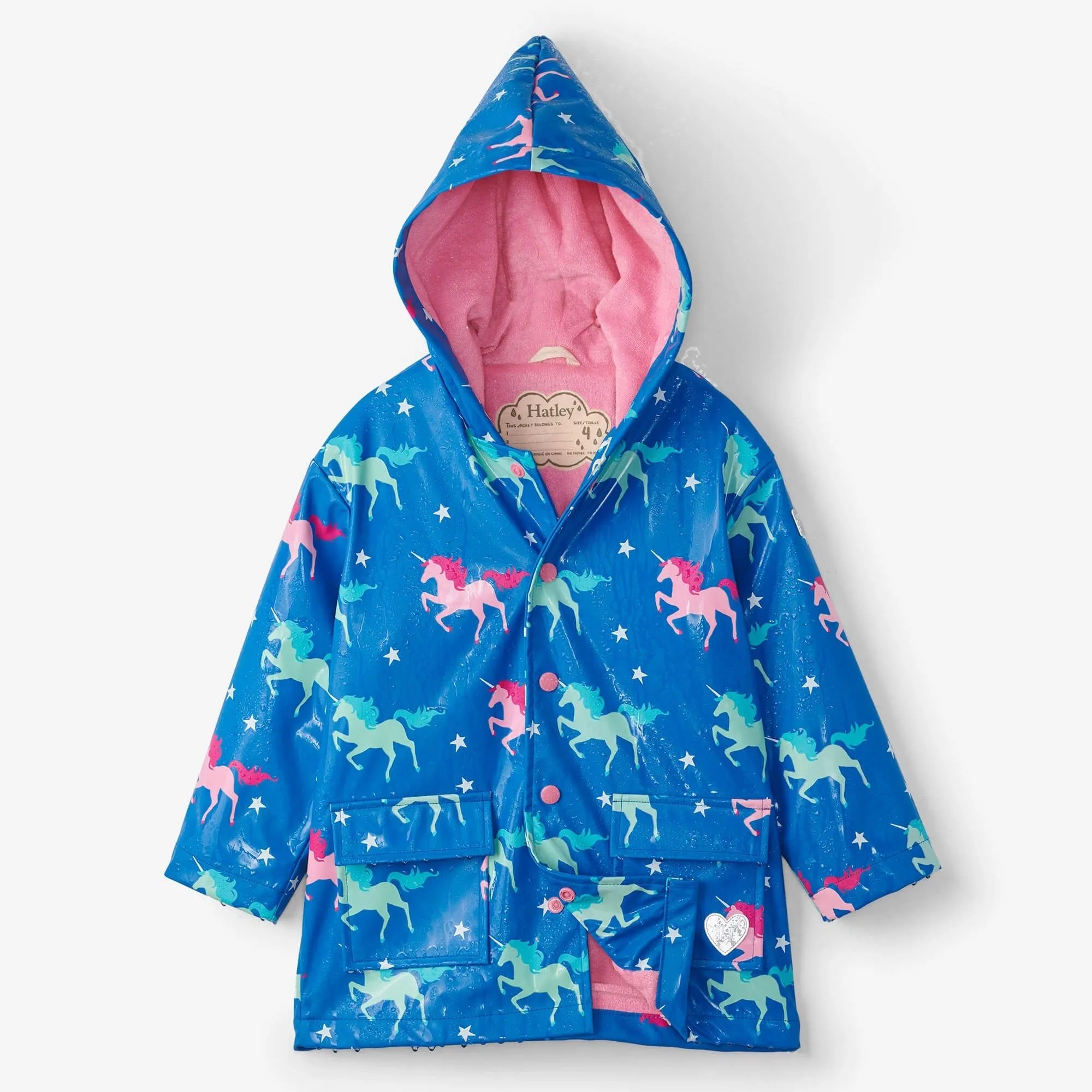 Hatley Twinkle Unicorns Colour Changing Raincoat F21tuk13