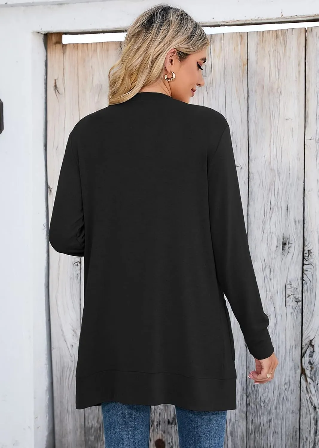 Heymoments Lightweight Open Front Cardigan Sweater for Women Long Sleeve Causal Bolero Button Down Soft Outwear Tops