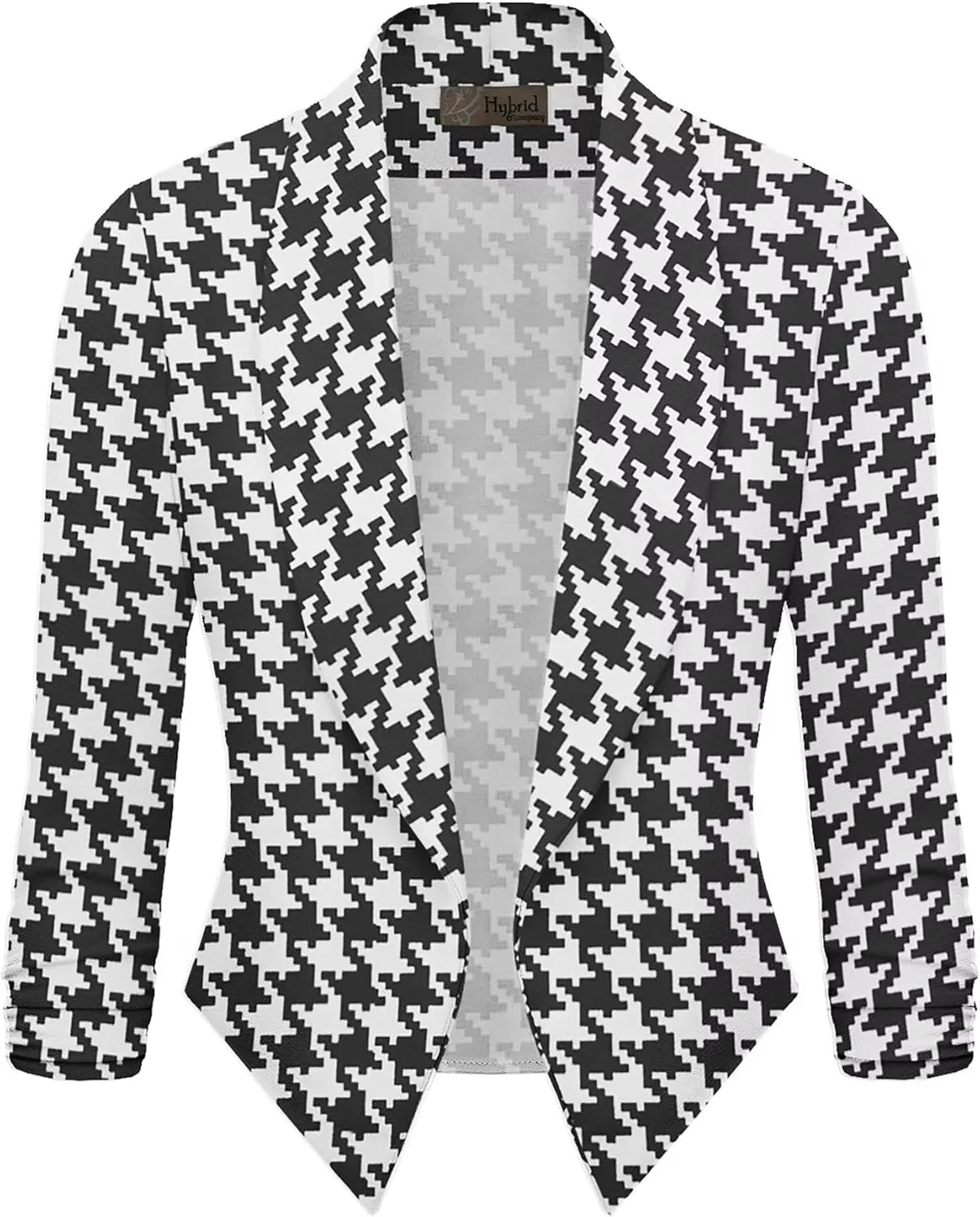 Hybrid & Company Women's Casual Work Office Blazer Jacket Open Front Shawl with 3/4 Scrunch Sleeves