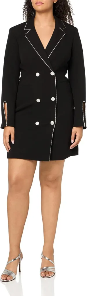 Karl Lagerfeld Paris Women's Embellished Trim Long Sleeve Split Cuff Blazer Dress