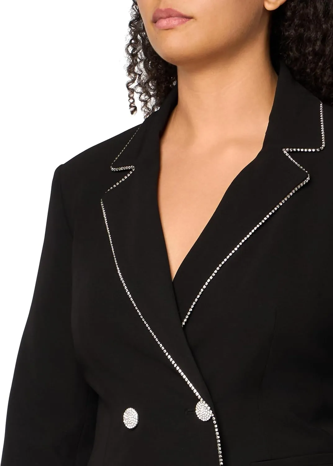 Karl Lagerfeld Paris Women's Embellished Trim Long Sleeve Split Cuff Blazer Dress