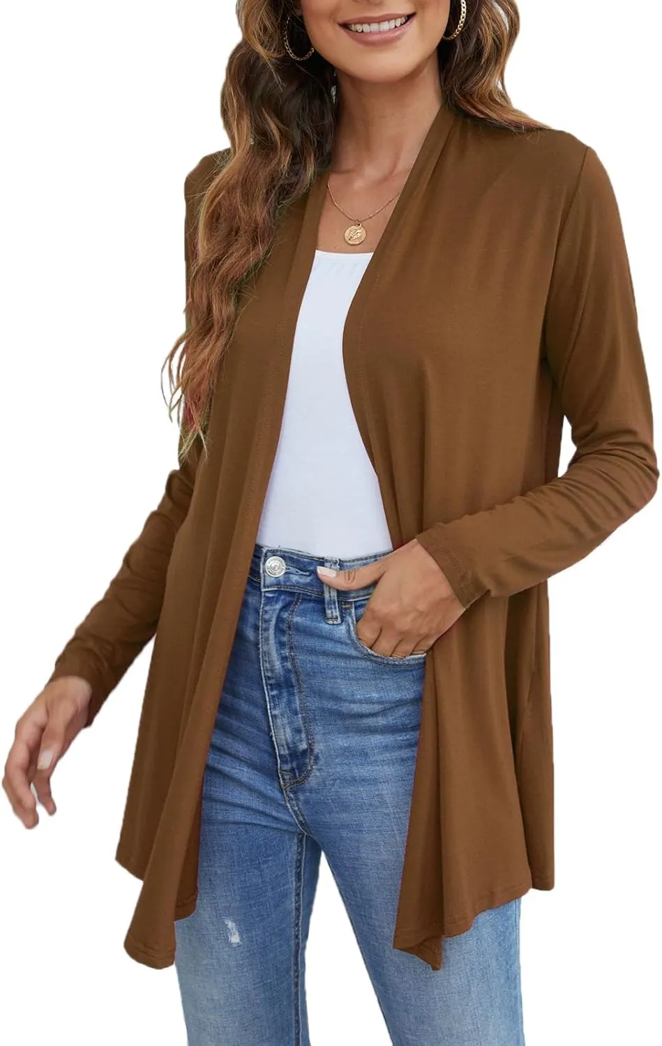 Ladlop Women's Lightweight Open Front Cardigans Long Sleeve Casual Soft Drape Fall Cardigan