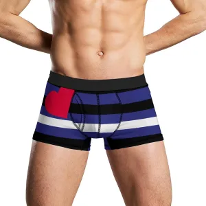 Leather BDSM Proud Flag Mens Boxer Brief Funny Underwear Trunks Breathable Soft Printed Shorts