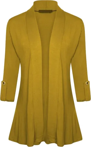 Loxdonz Women's Open Front Cardigans Casual 3/4 Sleeve Cardigan Soft Lightweight Top