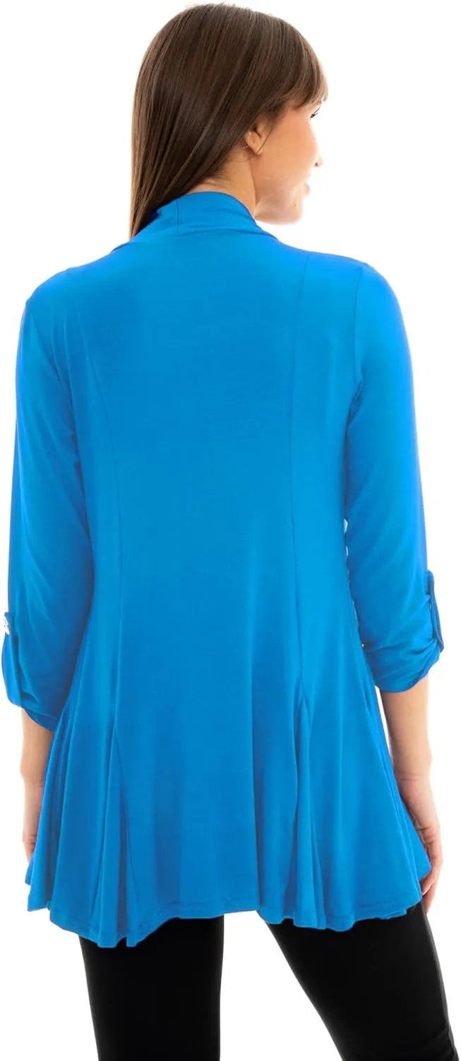 Loxdonz Women's Open Front Cardigans Casual 3/4 Sleeve Cardigan Soft Lightweight Top