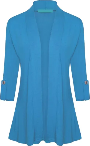 Loxdonz Women's Open Front Cardigans Casual 3/4 Sleeve Cardigan Soft Lightweight Top