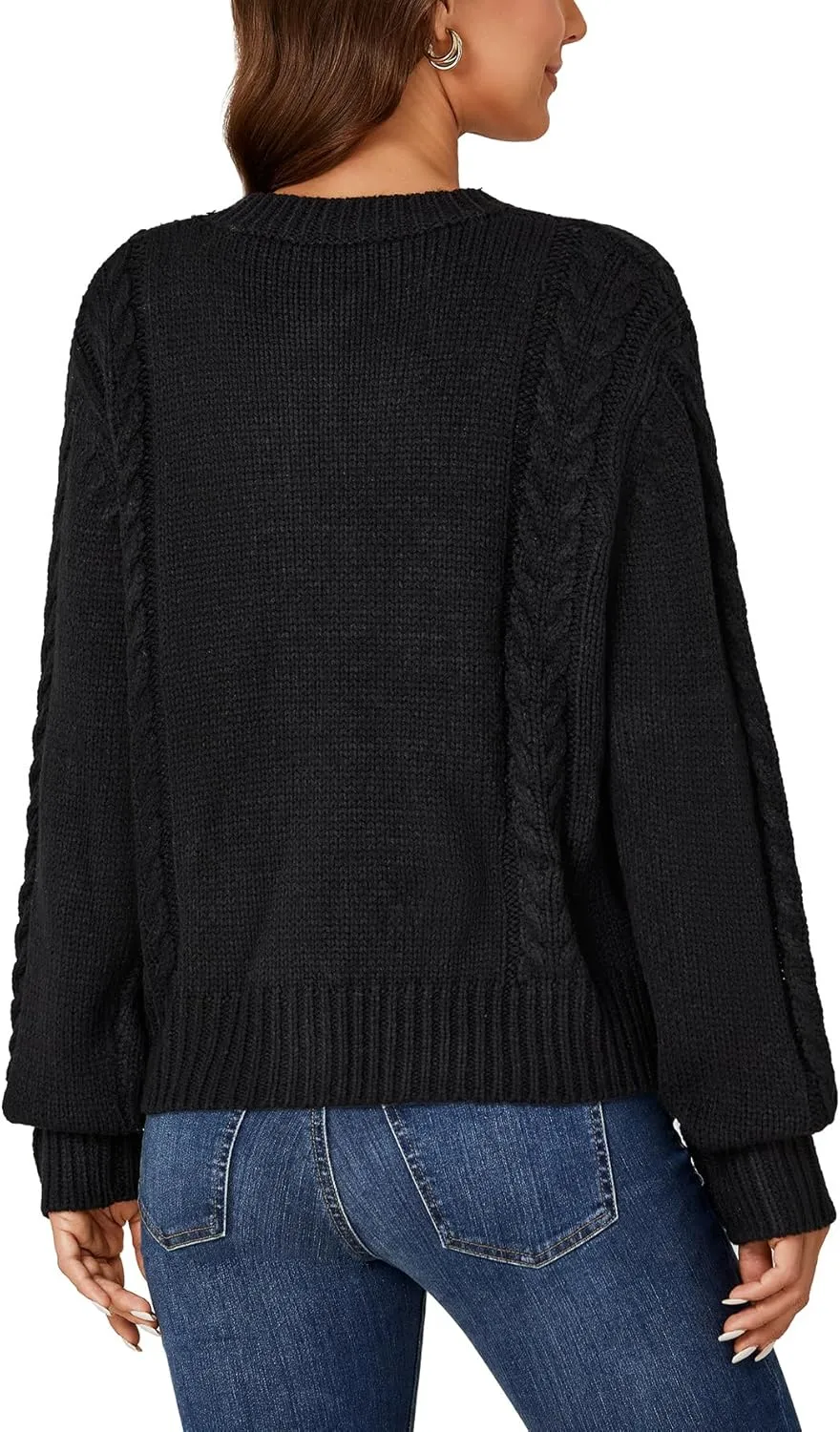LYANER Women's Cable Knit Open Front Button Down Long Sleeve Soft Cardigan Sweater Coat Top