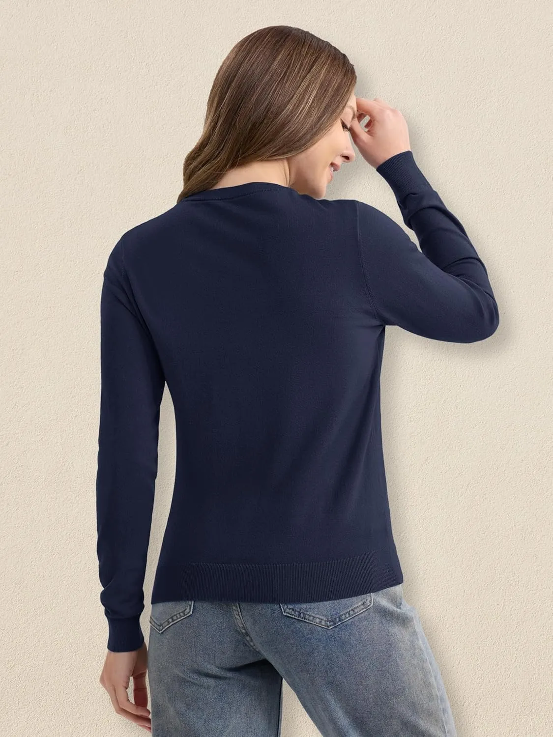 MAGCOMSEN Women's Cardigan Sweaters Lightweight Knit Soft Crew Neck Long Sleeve Open Front Button Spring Casual Cardigan