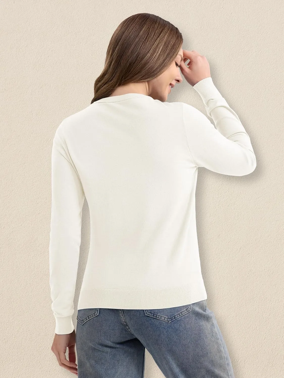 MAGCOMSEN Women's Cardigan Sweaters Lightweight Knit Soft Crew Neck Long Sleeve Open Front Button Spring Casual Cardigan