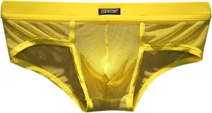 Men's Breathable Ice Silk Sexy Seamless Boxer Briefs Shorts Underwear, Transparent Ultra-Thin Male Underpants