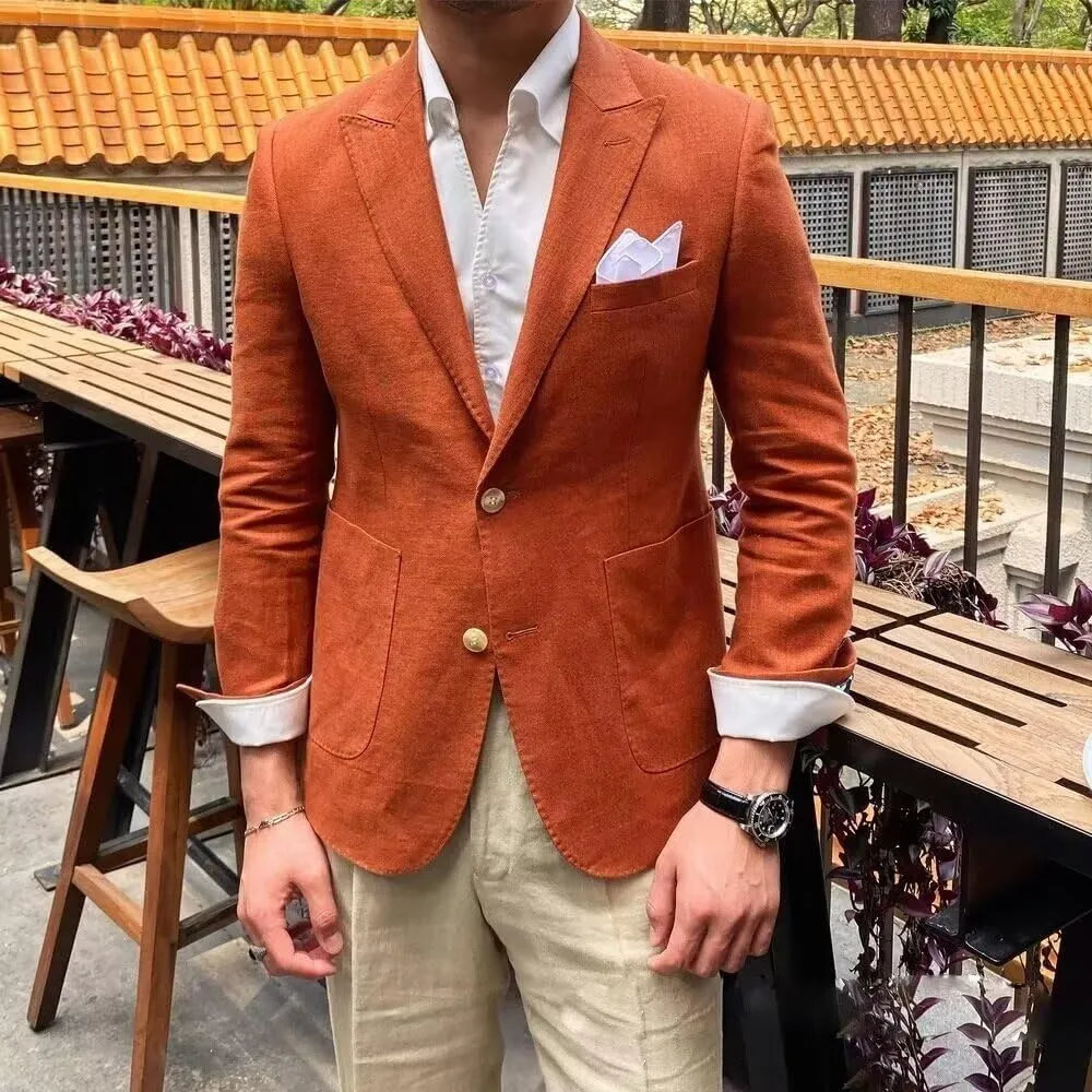 Men's Cotton Linen Casual Blazer Jackets Regular Fit Suit Jacket Lightweight Business Sport Coats