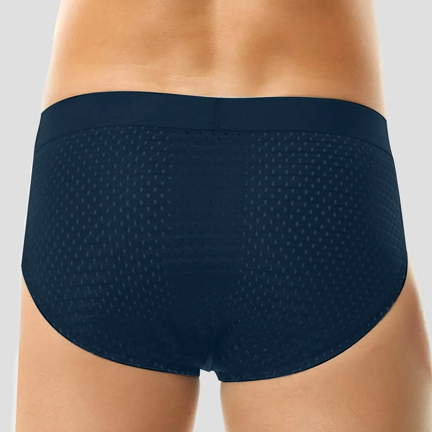Men's Ice Silk Briefs Stretch Breathable Underpants Low Rise Mesh Underwear Solid Fashion Shorts Sexy Bikini Briefs