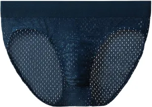 Men's Ice Silk Briefs Stretch Breathable Underpants Low Rise Mesh Underwear Solid Fashion Shorts Sexy Bikini Briefs