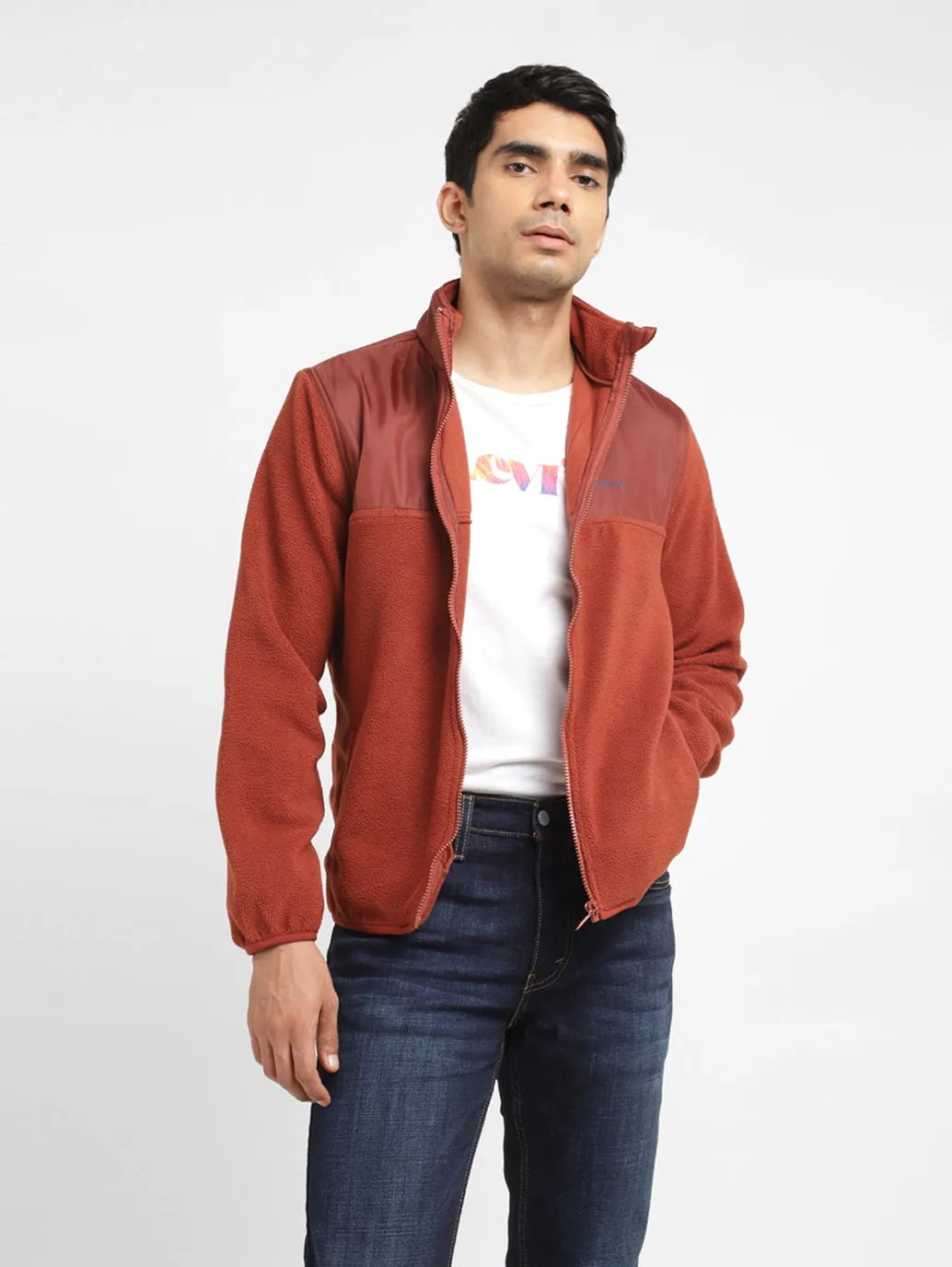 Men's Rust Orange High Neck Tailored Jacket