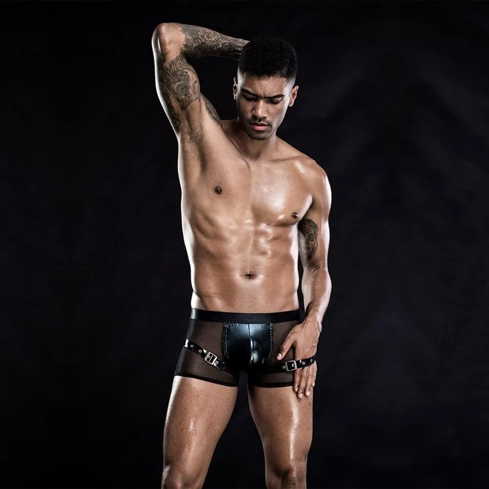 Men's Sexy Boxer Briefs Mesh Breathable Panties Lace Shorts Underwear Low Rise