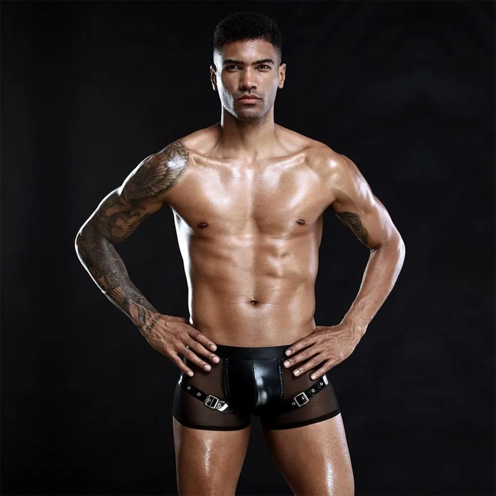 Men's Sexy Boxer Briefs Mesh Breathable Panties Lace Shorts Underwear Low Rise