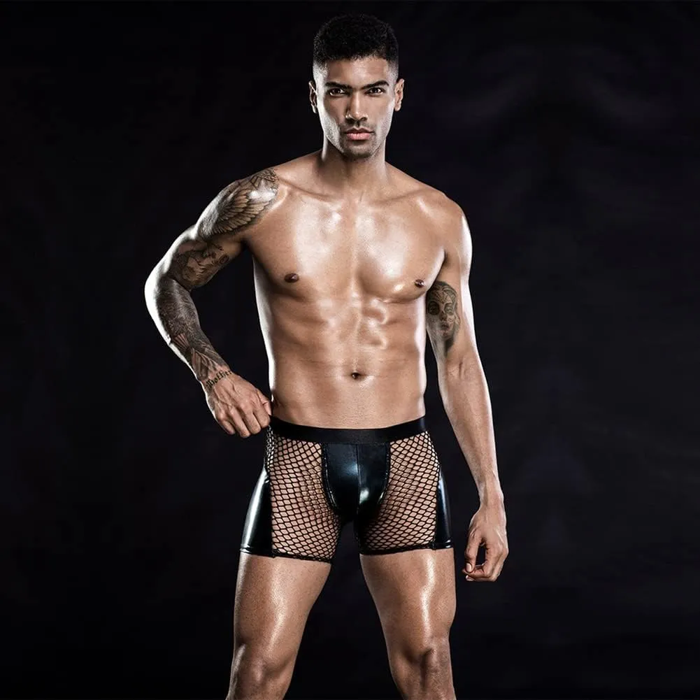 Men's Sexy Boxer Briefs Mesh Breathable Panties Lace Shorts Underwear Low Rise