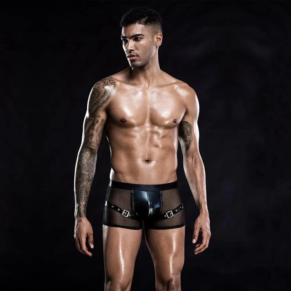 Men's Sexy Boxer Briefs Mesh Breathable Panties Lace Shorts Underwear Low Rise