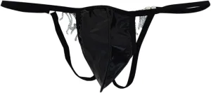 Men's Sexy Little Thong Underwear See Through Pouch G-string Breathable Under Panties Briefs Black