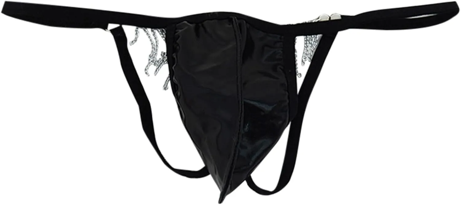 Men's Sexy Little Thong Underwear See Through Pouch G-string Breathable Under Panties Briefs Black