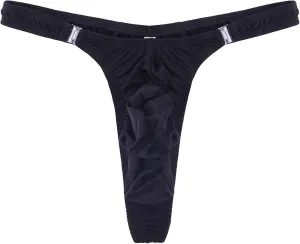 Mens Stretch Thong T-Back Sexy Underwear Low Rise Under Panties Underwear Leather Briefs Breathable Underpants
