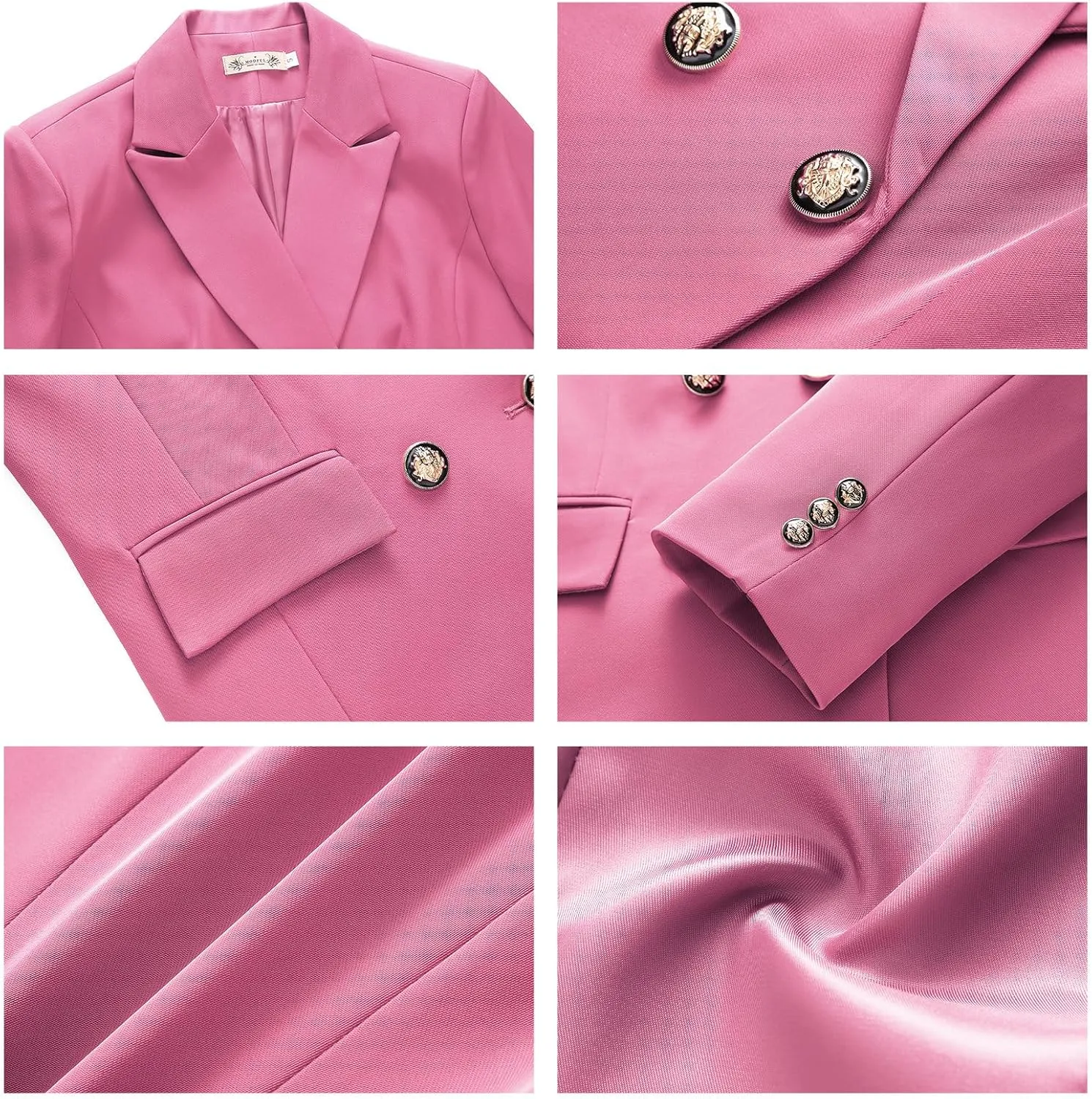 MODFUL Women's 2 Piece Business Suit Double Breasted Blazer and Pants Work Suit Set