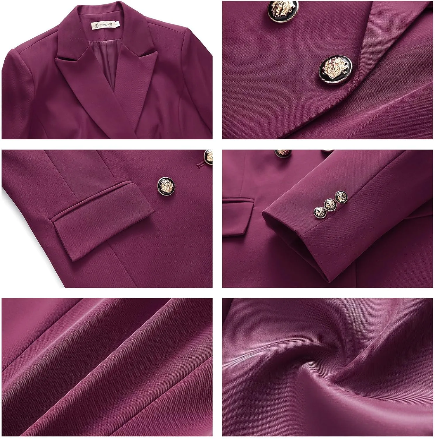 MODFUL Women's 2 Piece Business Suit Double Breasted Blazer and Pants Work Suit Set